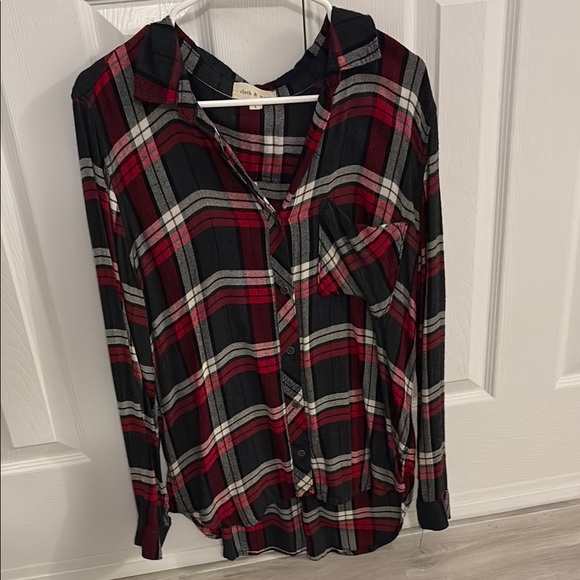 Cloth & Stone Red and Black Plaid Button Down Shirt - Picture 2 of 6